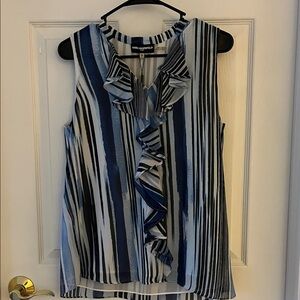 Karl Lagerfeld Women's Top with Blue and Black Stripes